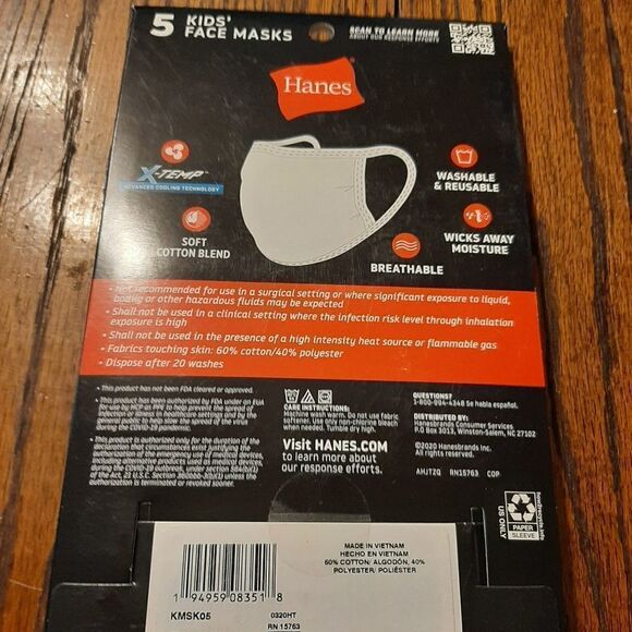 New TEN Grey Kids Youth Hanes X-Temp Facemasks Cooling Breathable Wicking - Picture 4 of 4